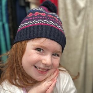 NWT Loft Print Knit Winter Hat with Pom Pom